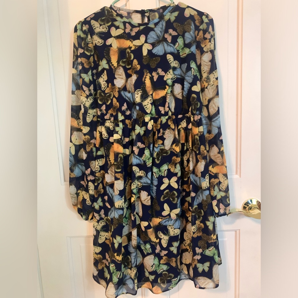 ASOS Maternity Navy Dress with Butterfly Pattern